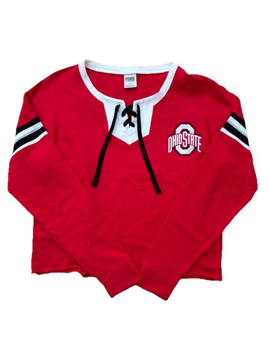 Victoria’s Secret Tops - PINK Victoria's Secret Women’s Small Red Ohio State Buckeyes Cropped Sweatshirt
